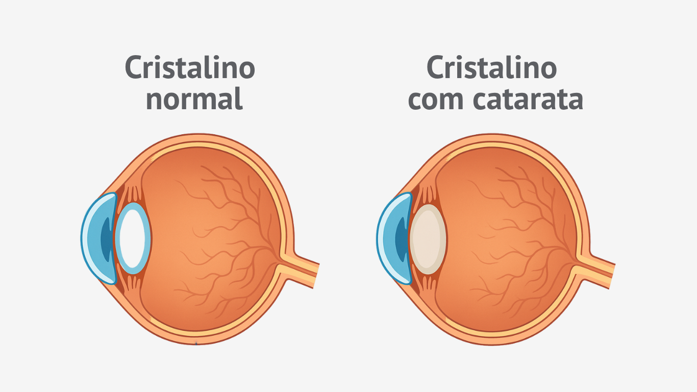 Comparação entre cristalino normal e com catarata